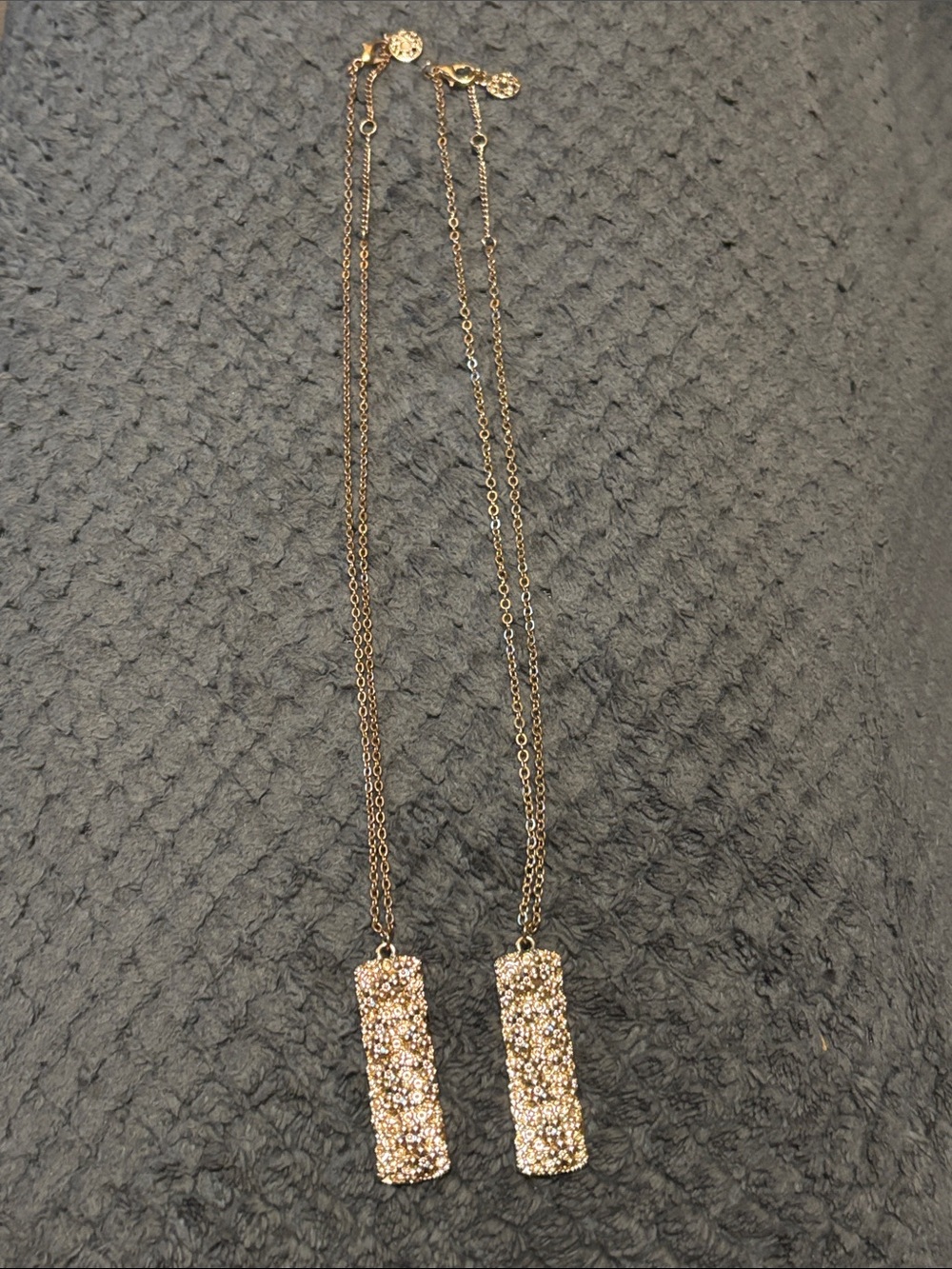 Set Rose gold and Gold-tone Pavé Crystal Bar Pendant Necklace - Women